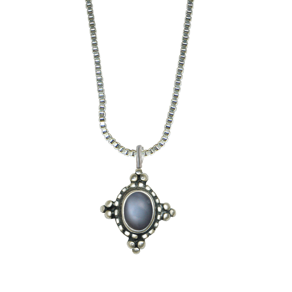 Sterling Silver Little Grey Moonstone Pendant Necklace